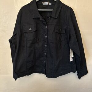 Women With Control 3X Black Stretch Jean Jacket